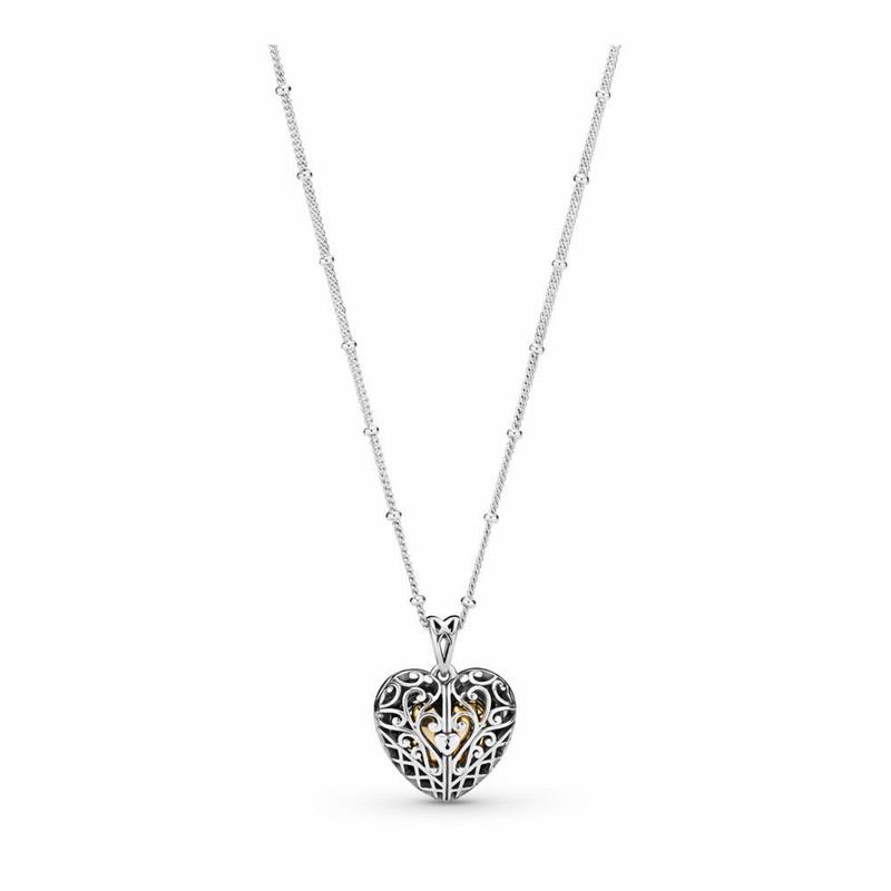 Pandora Gate Of Love Necklace - Pandora Shine/Sterling Silver/Silicone - Canada | CF6810HY